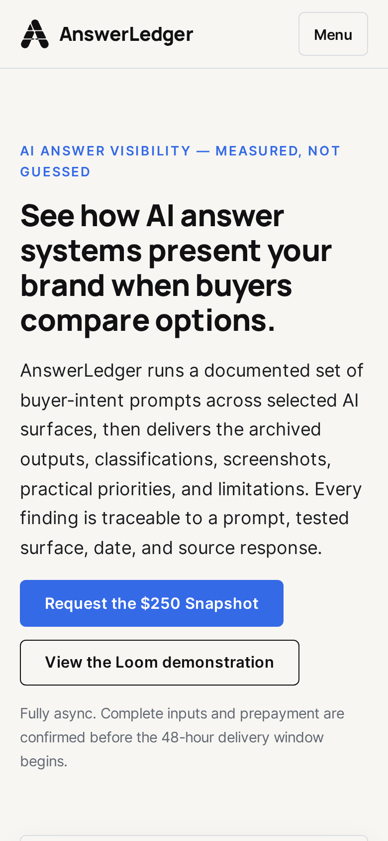 Мобильная версия сайта AnswerLedger